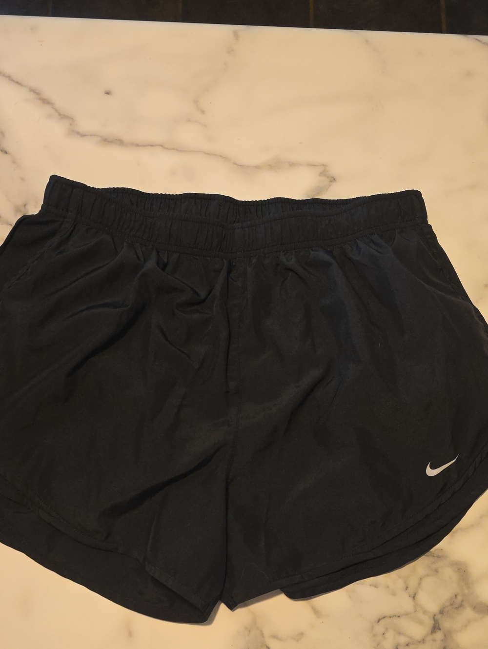 Nike Black Women's Lightweight Running Shorts with Silver Swoosh